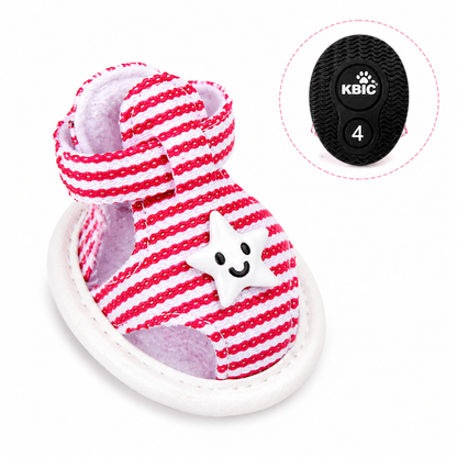 Striped Dog Sandals Anti-Slip Soft Puppy Shoes Adjustable Velcro Breathable Pet Footwear for Small Dogs