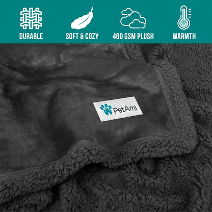 Dog Blanket for Medium Large Dogs and Pets, Soft Sherpa Fleece Pet Blanket Throw Cats Puppies, Reversible Plush Couch Cover Protector Sofa Bed Car Seat, Machine Washable, 80X60, Solid Dark Gray